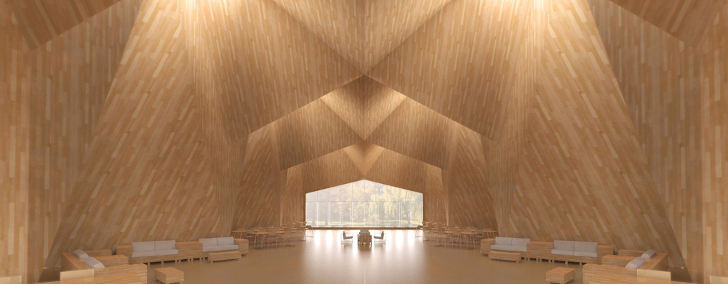 Design of a building interior made with sustainable cross-laminated timber